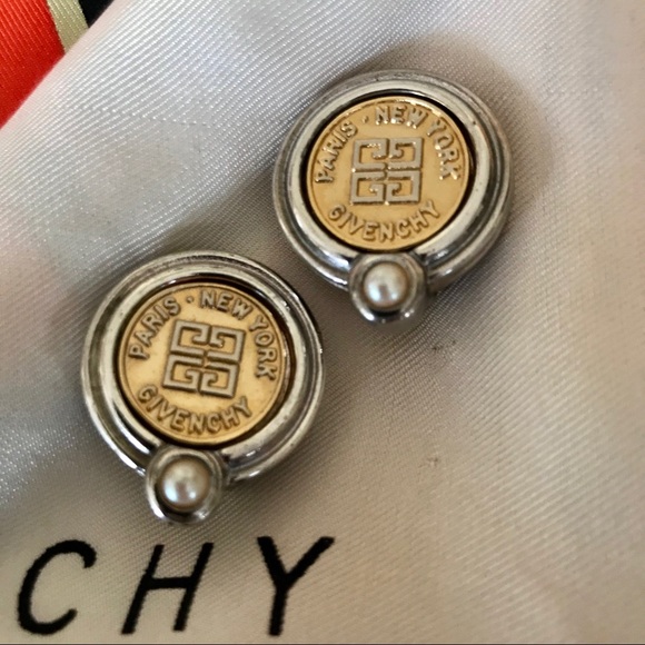 Givenchy Jewelry - GIVENCHY NEW YORK PARIS Vintage Button Logo Clips